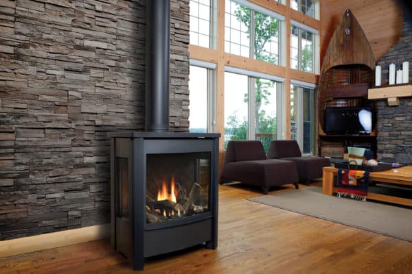 Marquis vantage freestanding gas stove with three-sided glass