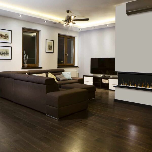 Linear electric fireplaces