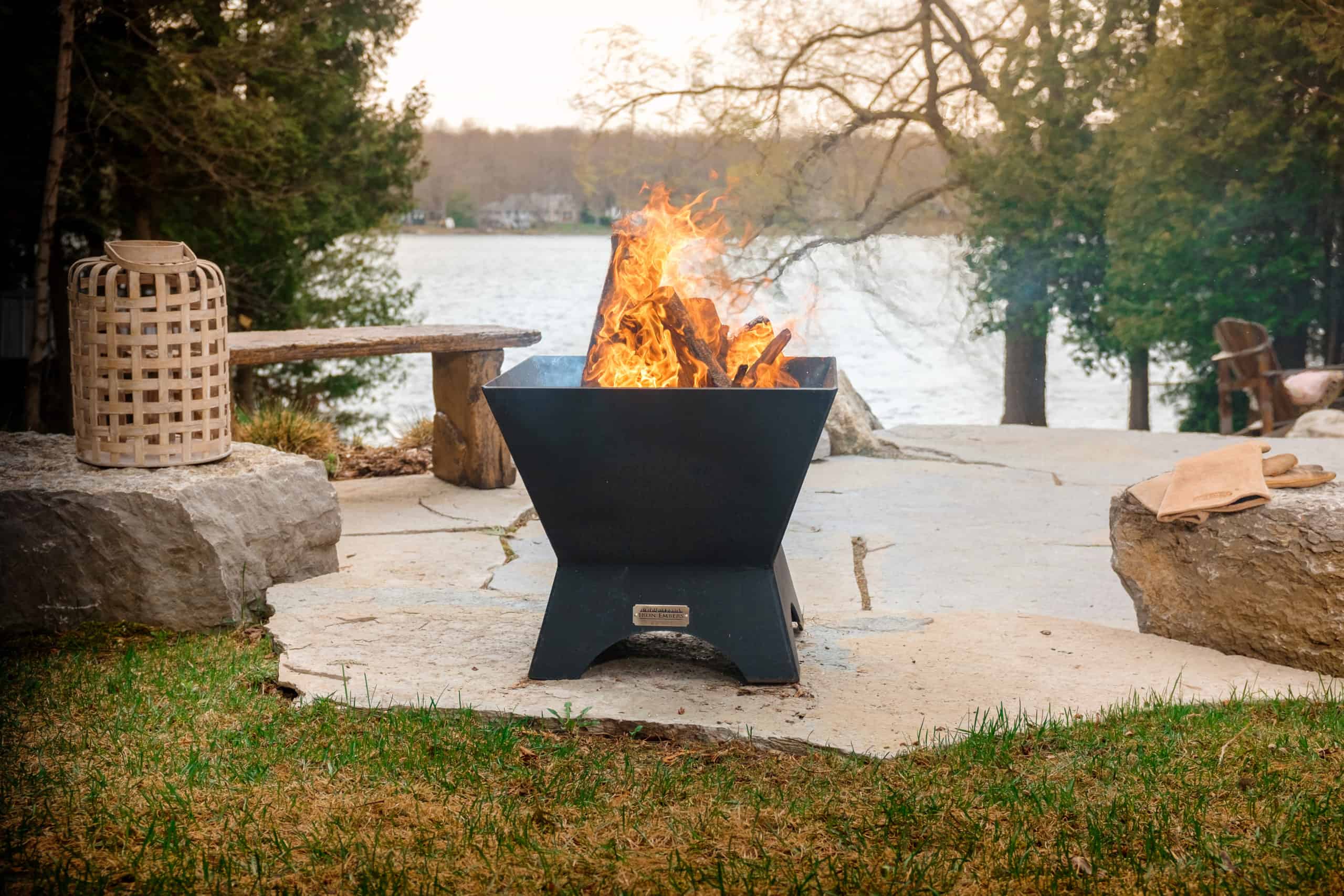 Iron Embers Modern Cube Fire Pit | Safe Home Fireplace