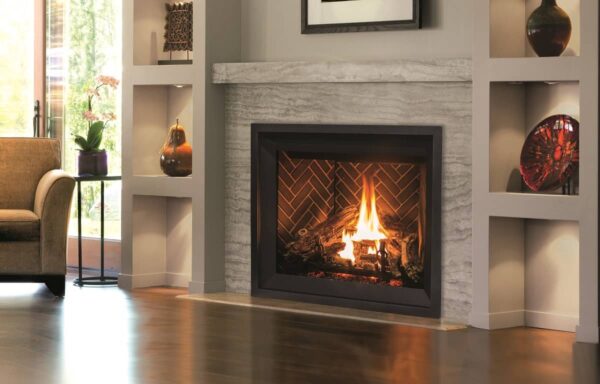 Enviro q4 gas fireplace with herringbone liner