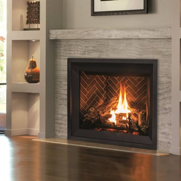 Enviro q4 gas fireplace with herringbone liner