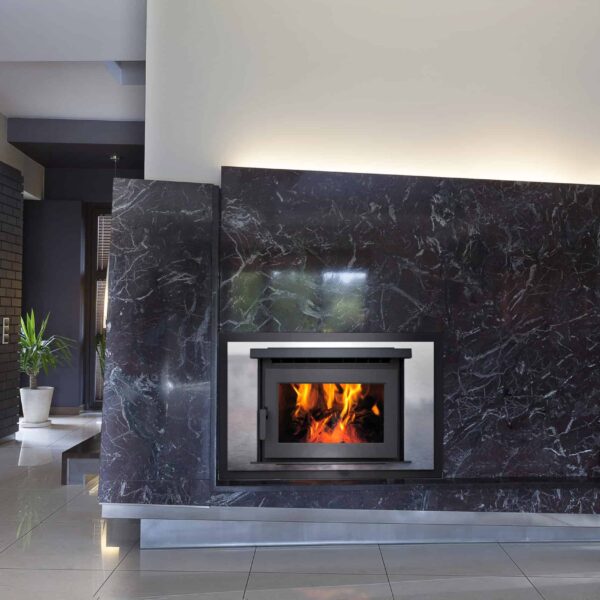 Pacific energy fp25 wood fireplace with marble surround