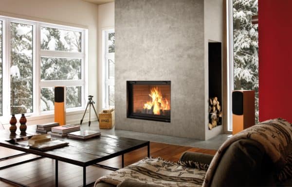 Valcourt antoinette fp7cb wood fireplace with classic brick panels | safe home fireplace: strathroy & london ontario