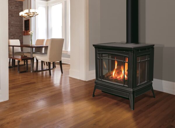 Enviro berkeley gas freestanding stove - painted black | safe home fireplace in london & strathroy ontario