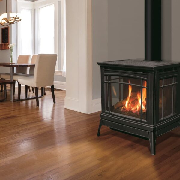 Enviro berkeley gas freestanding stove - painted black | safe home fireplace in london & strathroy ontario