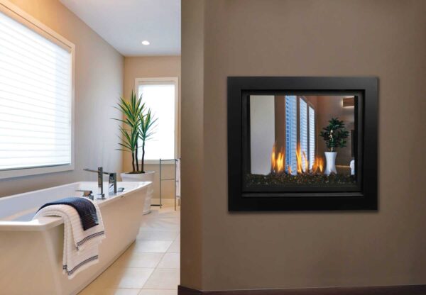 Marquis bentley see-through gas fireplace with glass media