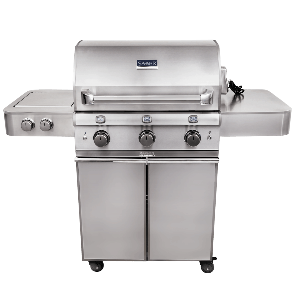 Saber Elite 3Burner Stainless Steel Gas Grill Safe Home Fireplace