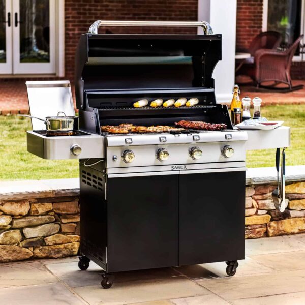 Saber 4-burner cast black gas grill