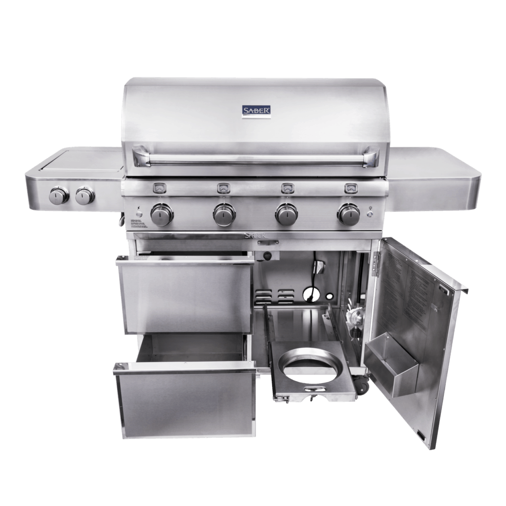 Saber Elite 4Burner Stainless Steel Gas Grill Safe Home Fireplace