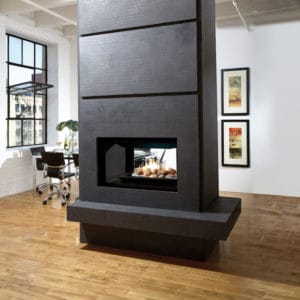 Marquis Gemini See Through Gas Fireplace with River Rocks