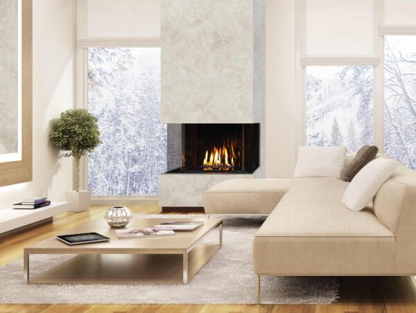 Urbana u30 gas fireplace with marble surround