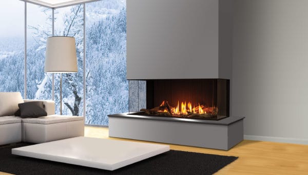 Urbana u50 gas fireplace with grey painted surround