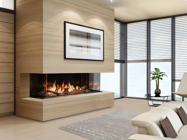 Urbana u50 gas fireplace with light wood surround