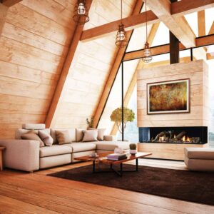 Marquis Enclave 60 gas fireplace - a linear fireplace that can be installed as a single-sided, corner or bay peninsula style unit - Safe Home Fireplace in London & Strathroy Ontario