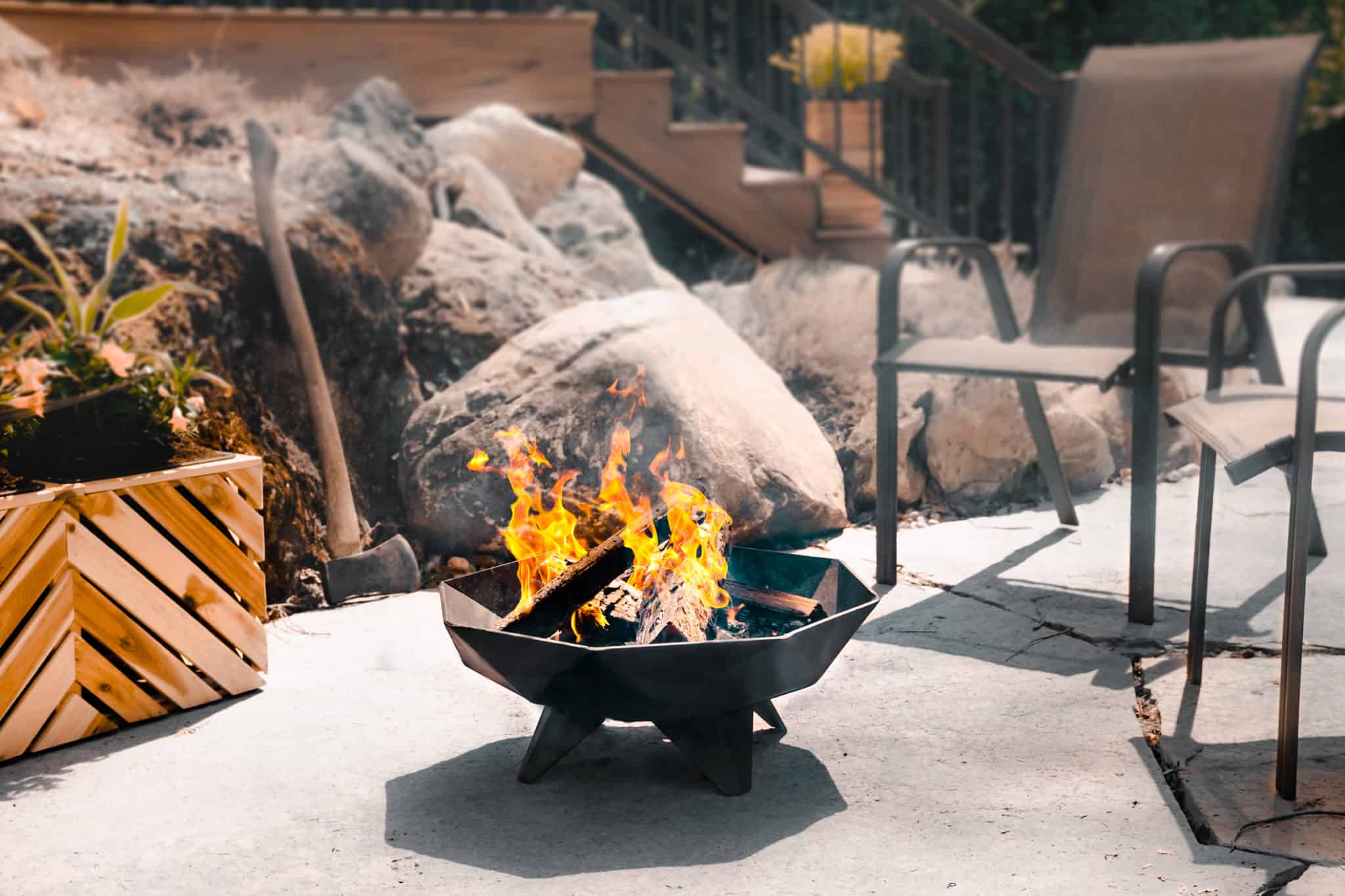 Iron Embers Polygon Fire Bowl Safe Home Fireplace