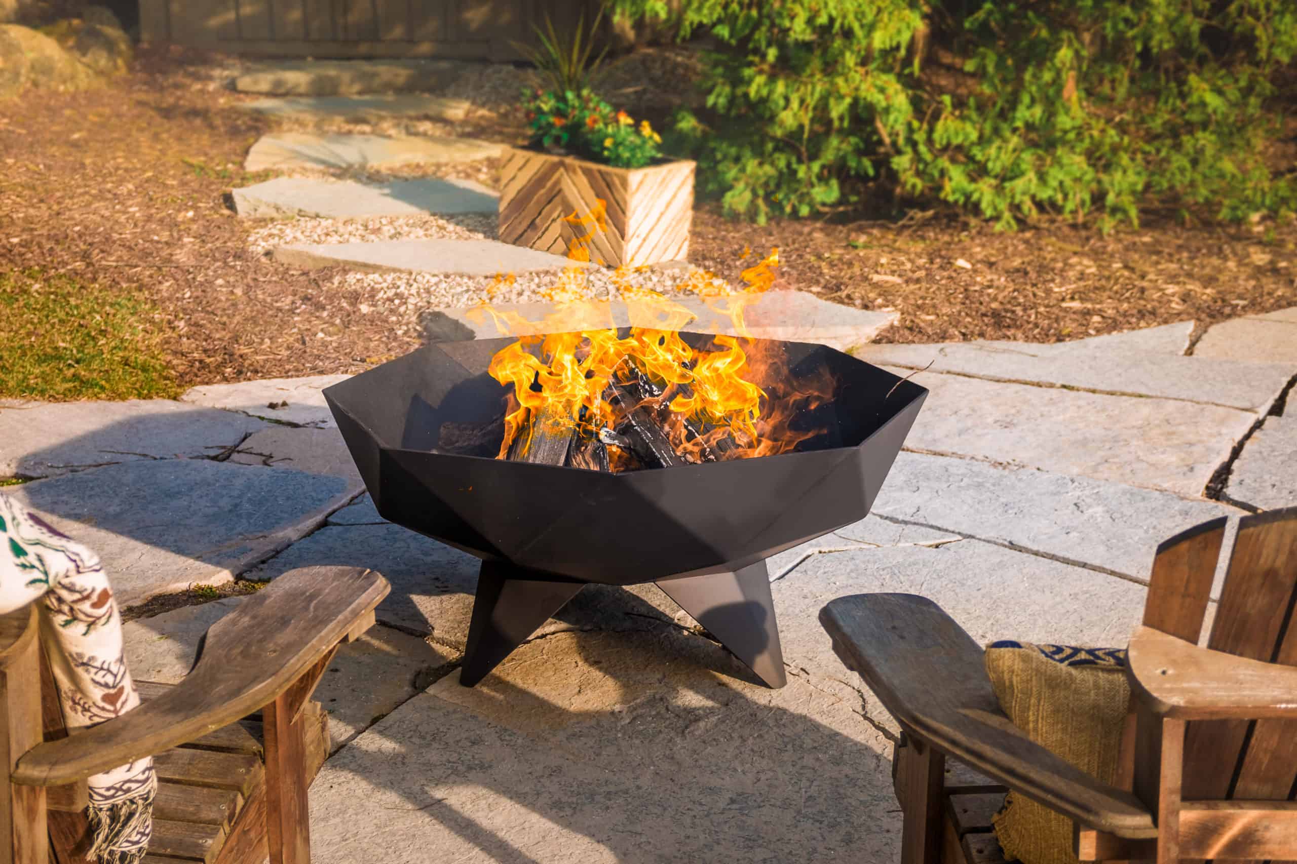 Iron Embers Polygon Fire Bowl Safe Home Fireplace