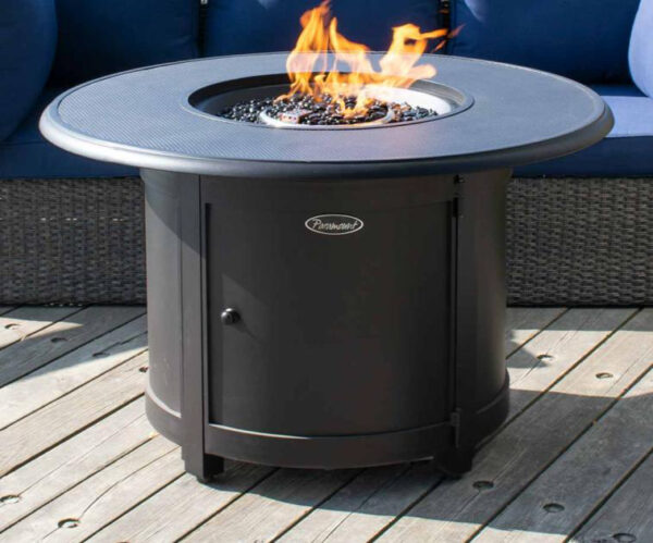 Carbon collection round aluminum fire table | safe home fireplace: strathroy & london ontario