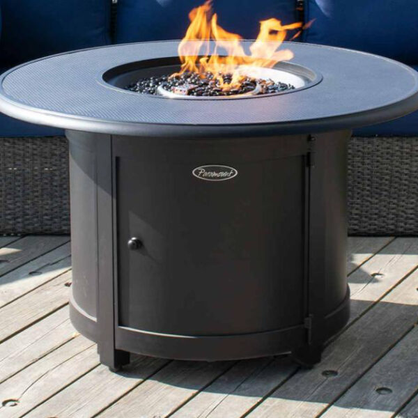 Carbon collection round aluminum fire table | safe home fireplace: strathroy & london ontario