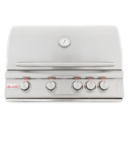 Blaze 32-inch 4-burner lte gas grill with rear burner and built-in lighting system