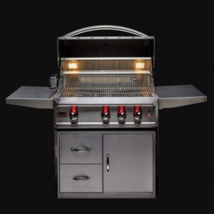 Blaze professional lux 34 inch 3 burner built in gas grill with rear infrared burner image on safe home fireplace website
