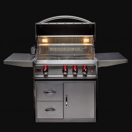 Blaze professional lux 34 inch 3 burner built in gas grill with rear infrared burner image on safe home fireplace website