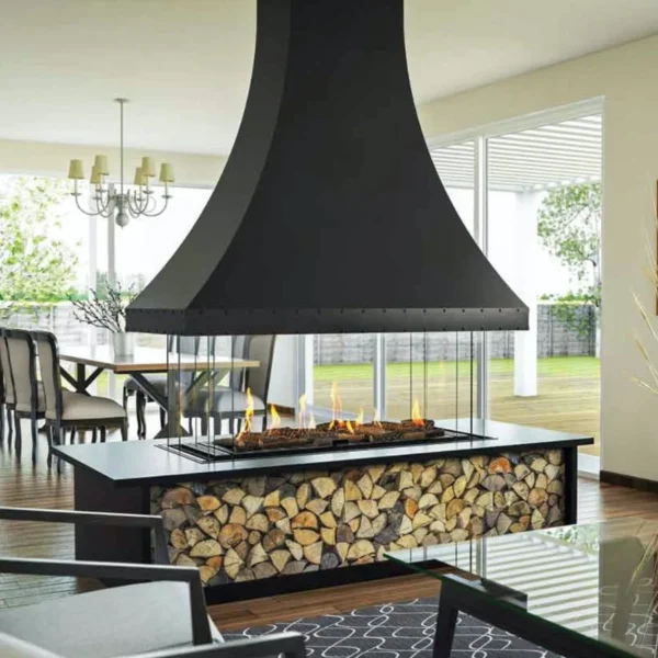 Island 130 no hood with base decorative hood image on safe home fireplace website