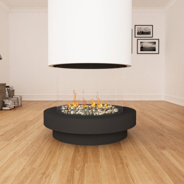 Stand alone 360 75x65 curve tunnel no hood with base image on safe home fireplace website