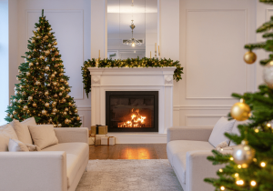 Safe home fireplace fireplace in living room with holiday decorations choose the right fireplace ontario winters blog image on safe home fireplace website